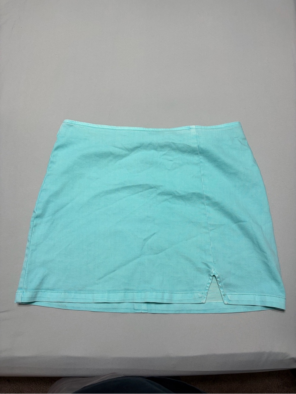 Able Aqua Mini Skirt with Front Hem Notch